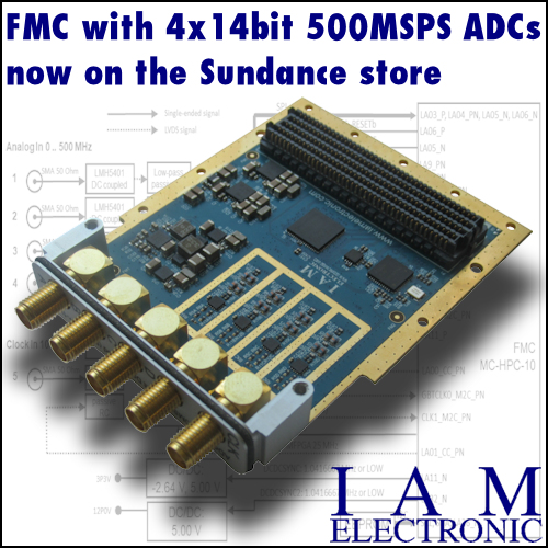 I A M ELECTRONIC FMC module with 4 x 14bit 500MSPS ADCs